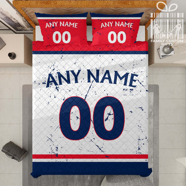 Custom Quilt Sets Columbus Jersey Personalized Ice hockey Premium Quilt Bedding for Men Women